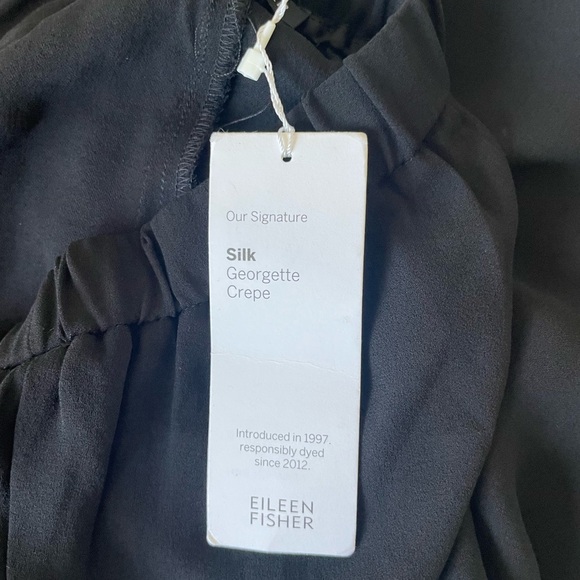 Eileen Fisher Silk Georgette Black Wide Leg Crop Pants - Picture 10 of 10